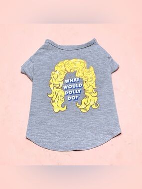 Dog Grey Graphic shirt with Yellow Print - What Would Dolly Do?